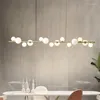 Lampadari Minimalista Nordic Long LED Lampadario Palla di vetro Soggiorno Sala da pranzo Cucina Camera Lampade a sospensione lucide decorative per uso domestico nero oro