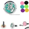 Air Freshener Wholesale 30Mm Car Essential Oil Diffuser Stainless Alloy Steel Locket Vent Clip With 10 Pads Ship Drop Delivery Healt Dhakx