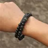 Strang Crown Armband 2 teile/satz Schwarz Matte Lava Stein Perlen Femme Freunde Armbänder Für Frauen Männer Schmuck Pulseras Mujer Bracciali uomo