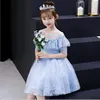 Robe de fille Red Tulle Girls Elegant Wedding Flower Robe Princess Party Pageant Formal Holy Communion Vestido Summer Vêtements