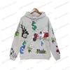 Erkek Hoodies Sweatshirts Rhude Doodle Hoodie El Boyalı Graffiti High Street 1 1 Erkek ve Kadın Hoodie T230707