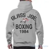 メンズ パーカー、メンズ スウェットシャツ、女性用 面白いパンチアウト!!! Glass Joe Boxing プリント カジュアル パーカー ストリートウェア