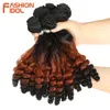 Perucas Sintéticas Afro Kinky Curly Hair Bundles 14 Polegada 7 peças/lote Superior Reto Inferior Curva Renda Sintética com Fechamento de Fibra 230227