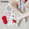 Femmes Chaussettes 5 Paires Ensemble Fruit Pack Cheville Harajuku Kawaii Mignon Coton Skarpetkie Damski Bohême Style Invisible Corée Meias