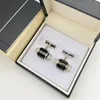 LAN Cufflinks With Stamp Blue Black Agate Luxury Jewelry For Men Wedding Gifts