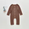 Spädbarn Baby Girl Pojke Höst Vinter Tjock Stickad One Piece Outfit Romper Jumpsuit Tröja Ytterkläder