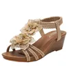Sapatos sociais 2023 Rome Wind And Summer Bohemian Wedge 5cm Elegante Retro Flower Holiday Casual Sandals Plus Size Feminino 36-42