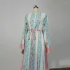 Ropa étnica Moda Pastel Estilo Islámico Abaya Dubai Árabe Musulmán Hijab Vestido Islam Maxi Mujeres Volantes Vestidos Robe F2732