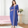 Abbigliamento etnico Eid Mubarak Abaya per le donne musulmane ricamo a pois abito estivo manica a pipistrello allentata Dubai caftano abito arabo Islam Turchia