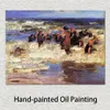 Küsten-Leinwandkunst, Surfen, Baden, Gemälde von Edward Henry Potthast, Kunstwerk, Impressionismus, Landschaft, handgefertigte Wanddekoration