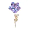 Brooches High-grade Copper Zircon Crystal Corsage Temperament Elegant Blue Fairy Rose Brooch