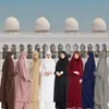 Vêtements Ethniques Femmes Musulmanes Costumes Abaya Manches Longues Hijab Cheville Longueur Robe Droite 2 Pcs Islamique Arabe Dame Modeste Prière Ramadan Ensembles