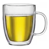Double verre épaissi résistant à la chaleur à haute teneur en borosilicate avec poignée Tasse à café tasse à thé au lait tasse à bière tasse en verre