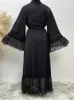 Odzież etniczna czarny Ramadan Eid Mubarak Niqab szata Kimono Femme Musulmane dubaj Abaya turcja arabski Islam Abayas dla kobiet muzułmański hidżab