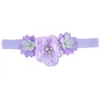 Couture à la main strass perles en mousseline de soie Floral bandeau infantile mode fleurs élastique bandeau enfants cheveux accessoires