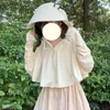 Damenblusen KIMOKOKM Japanisches Sommerhemd Kawaii Bärenohr mit Kapuze Niedliche volle Ärmel Girly Reißverschluss Cape Typ Sonnenschutz