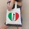 Sacos de noite italiano Florença Torre de Pisa Milão Sicilia Italia Roma Mapa da bandeira da Itália Génova Compras Ombro Lona Bolsas de compras 230707