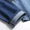 Double couleur hommes jean automne vaporisateur imprimé étoile pantalon slim coupe ajustée couleur contraste Design Streetwear Punk Denim vêtements