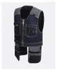 Men's Vests Spring And Summer Work Clothes Vest Stitching Multi-Pocket Zipper Outdoor Coat