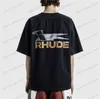 Мужские футболки Винтажная футболка Rhude Мужчины женщины 1 1 Лучшее качество негабаритные футболки красивые вымытые вершины Tee T230707