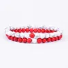 Strand Paar Afstand Armband Rood Turkoois Zwart Mat Natuursteen Mannen Bangle 6mm Elastisch Touw Voor Vrouwen Sieraden