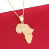 Anhänger Halsketten 24K Gold Farbe Afrikanische Karte Halskette Frauen Mädchen Männer Hiphop Schmuck