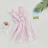 女の子ドレス Listenwind 4-8Y 幼児キッズガールズカジュアルドレス花刺繍ノースリーブフリル夏のファッションプリンセス A ライン