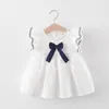 Abiti da ragazza Abbigliamento per bambini 2023 Estate per ragazze Carino Bowknot Moda Tutto-fiammifero 0-4 anni Bambino senza maniche in cotone