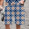 Shorts för män Beach Street Fashion Retro Lattice Collection 3D-printad Summer Sportcasual