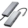 11 em 1 USB 3.0 HUB Tipo C Adaptador multiporta HDMI 4K USB C para VGA 4 portas USB 100M LAN CARD Leitor de cartão SD/TF Áudio