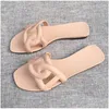 Tofflor Designer Lyx Sandal Dam Kedja Slides Sommar Gummi Stort huvud Mode Strand Sexiga Skor Platta Toppkvalitet Drop Delivery Ac Dhsty