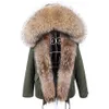 Suits Maomaokong Winter Clothes Women Natural Fur Coat Real Raccoon Fur Collar Parkas Remove Faux Fur Lining Warm Thick Short Jacket