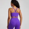 Strój do jogi Lekkie wsparcie Push Up Biustonosz sportowy na ramiączkach Sexy Cirss Cross Back Gym Biustonosze dla kobiet Maślany Miękkie wyściełane Bralettes Crop Top