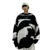 Erkek Sweaters Unisex Harajuku Street Giyim Büyük Boy Gevşek Kazak Kravat Boya Örgü Jumper Üst N7YF