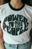 Dam T-shirt Damkläder Vintage Style Power To The People Slogan Sommar Casual Ringer Tee Jämlikhet Rättvisa Feminist TopparJ076 230707