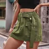 Damjeans Overaller med flera fickor Dam Y2K Lös Casual Denimshorts med hög midja Mode snörning Retro Street Plus Size damkjol