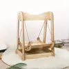 Calming Wooden Cat Beds For Indoor Cats, Cat Hammock Wood Swing Bed Furniture Pet Toy