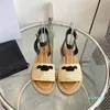 Sandali firmati di lusso sandali intrecciati moda piattaforma piatta punta aperta sandali romani estate scarpe da spiaggia all'aperto stampa 35-41