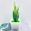 Flores decorativas artificiais bonsai verde planta falsa aloe vaso simulado para interior ao ar livre casa quarto jardim decoração suprimentos