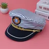 Bandane Cappelli per bambini Cosplay Dress Up Party Cloths Men Conductor Captain Caps Stripe Navy Sailor Aldult