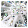 Nail Art Decoraciones Diy Wheel Tips Crystal Glitter Rhinestone 3D Nails Decoración Blanco Ab Color Acrílico Diamond Drill Drop Deliver Dhflw