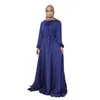 Etniska kläder Ramadan Islam Enfärgad blygsam muslimsk kvinna Abaya feminin tunika långa klänningar Elegant satäng Maxiklänning Stor gunga