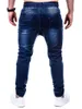 Mens Jeans Clássicos Calça Jeans Algodão Causal Vintage Cargo Cordão Lápis Elástico Ornamento Zíper Masculino 230706