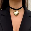 Girocollo Collana con pendente a cuore grande esagerato Velluto nero gotico per regalo di gioielli da donna sexy per feste