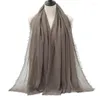 Scarves Cotton Linen Scarf For Women Summer Solid Color Sunscreen Crumpled Soft Shawl Foulard Viscose Female Wrap Shawls