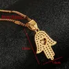 Pendentif Colliers Couleur Or Hamsa Collier Main de Fatima Chanceux Chaîne À La Mode Bijoux