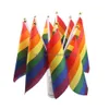 Banner-Flaggen, Regenbogen-Gay-Pride-Stick-Flagge, 14 x 21/20 x 28 cm, Hand-Mini-Winkegriff mit Gold-Top, Lt398, Drop-Lieferung, Home-Garde, DHPoz
