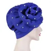 Etniska kläder Stora blommor Turbaner För Diamonda Kvinnor Muslim Chemo Keps Head Wrap Afrikansk hatt Femme Bandana Fest Bröllopshår