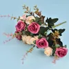 装飾花 12 ヘッド人工シルク牡丹バラ花瓶家の装飾のための花嫁のブーケウェディングアクセサリークラフト DIY ギフト偽植物