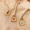 Pendant Necklaces Heart Love Padlock Necklace For Women Gold Plated Stainless Steel Enamel Lock Birthday Jewelry Gifts